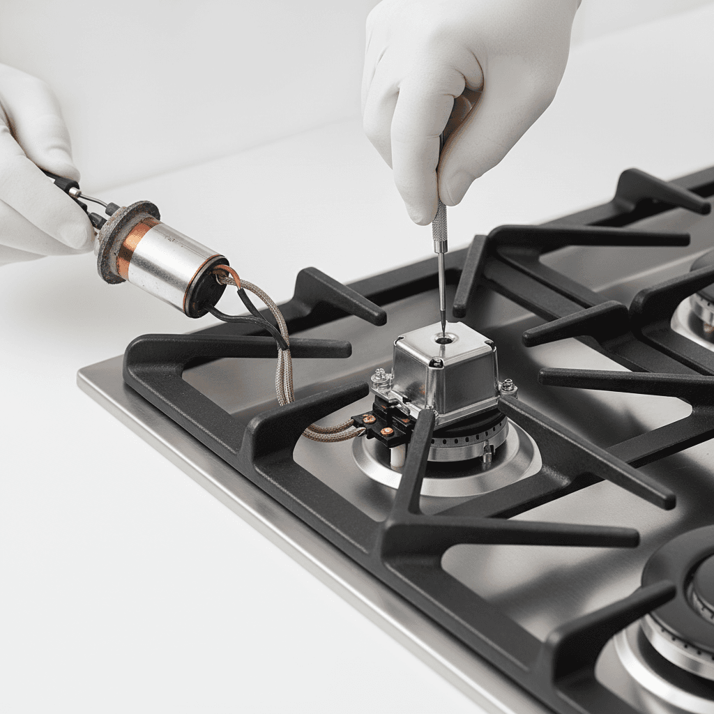 Installing a new burner element on an oven range