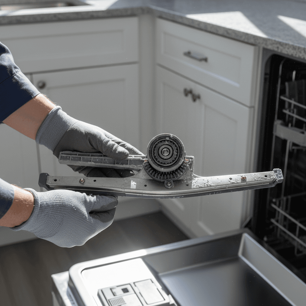 Replacing a dishwasher pump motor in the kitchen